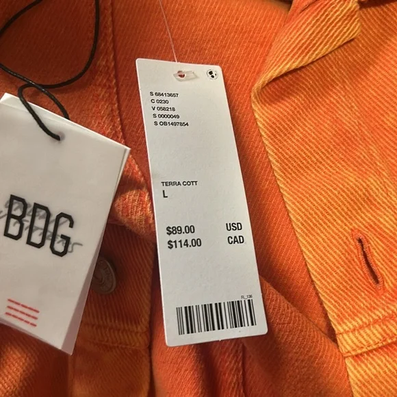 NWT! Urban Outfitters BDG Bristol Twill Work Jacket Rust Orange Large - Picture 9 of 9
